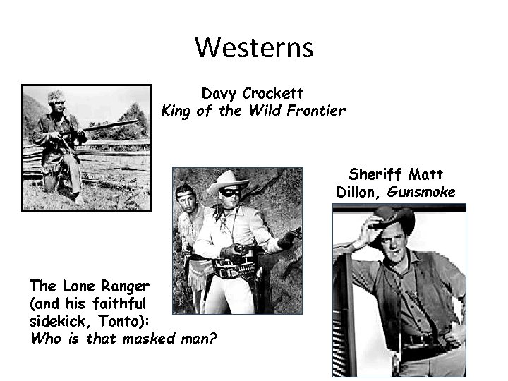 Westerns Davy Crockett King of the Wild Frontier Sheriff Matt Dillon, Gunsmoke The Lone