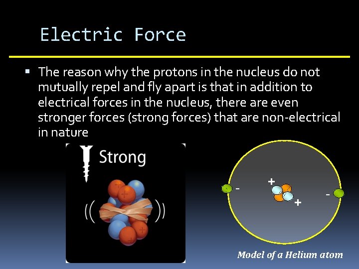Electric Force The reason why the protons in the nucleus do not mutually repel