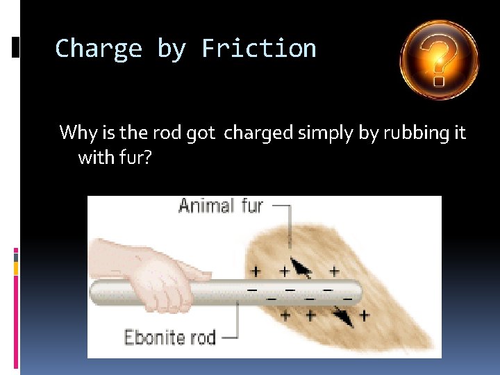 Charge by Friction Why is the rod got charged simply by rubbing it with