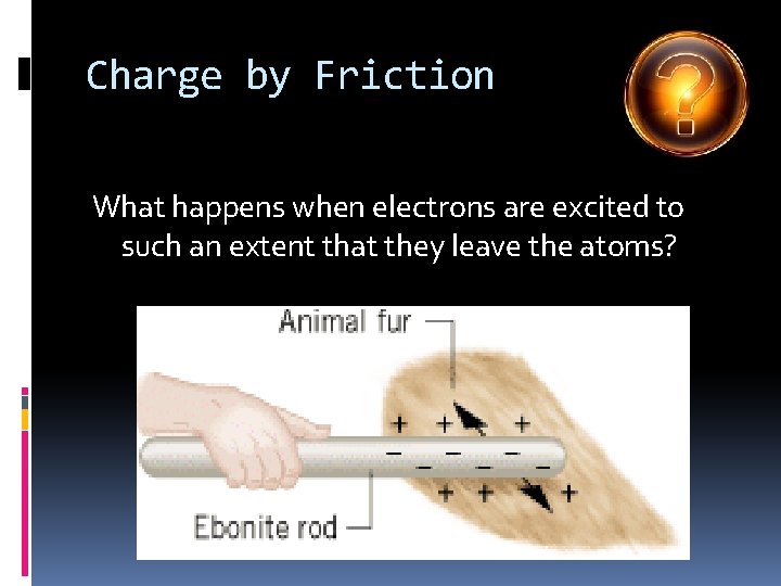 Charge by Friction What happens when electrons are excited to such an extent that