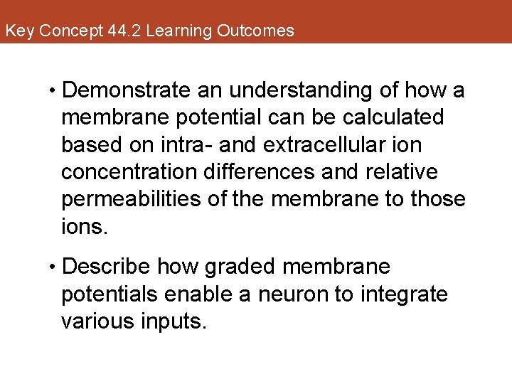 Key Concept 44. 2 Learning Outcomes • Demonstrate an understanding of how a membrane