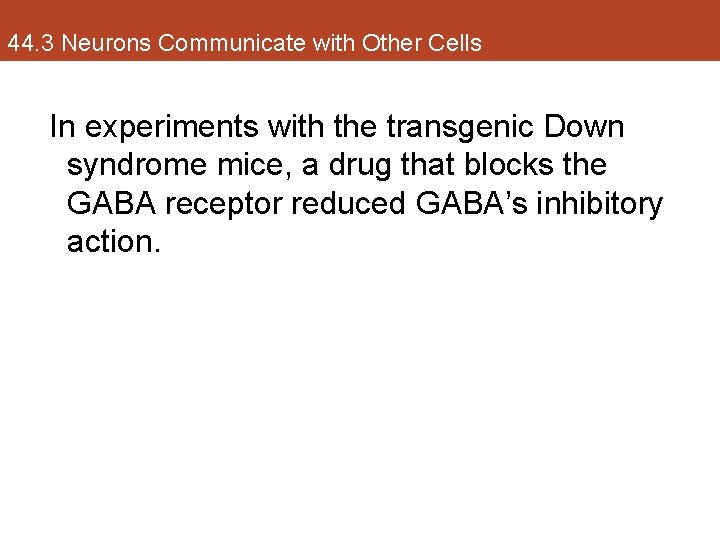 44. 3 Neurons Communicate with Other Cells In experiments with the transgenic Down syndrome