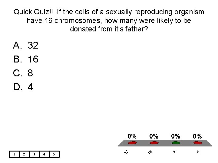 Quick Quiz!! If the cells of a sexually reproducing organism have 16 chromosomes, how