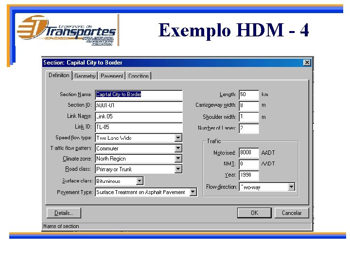 Exemplo HDM - 4 