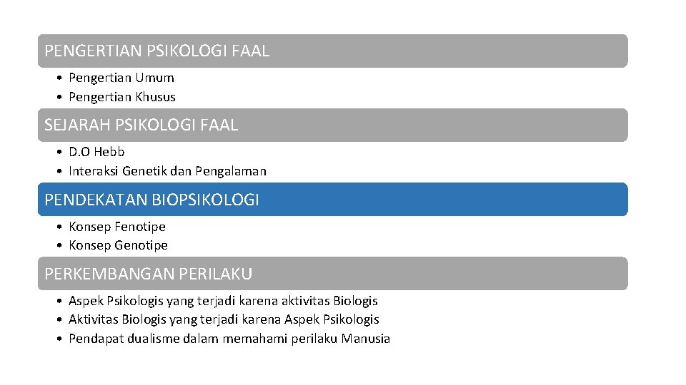 PENGERTIAN PSIKOLOGI FAAL • Pengertian Umum • Pengertian Khusus SEJARAH PSIKOLOGI FAAL • D.