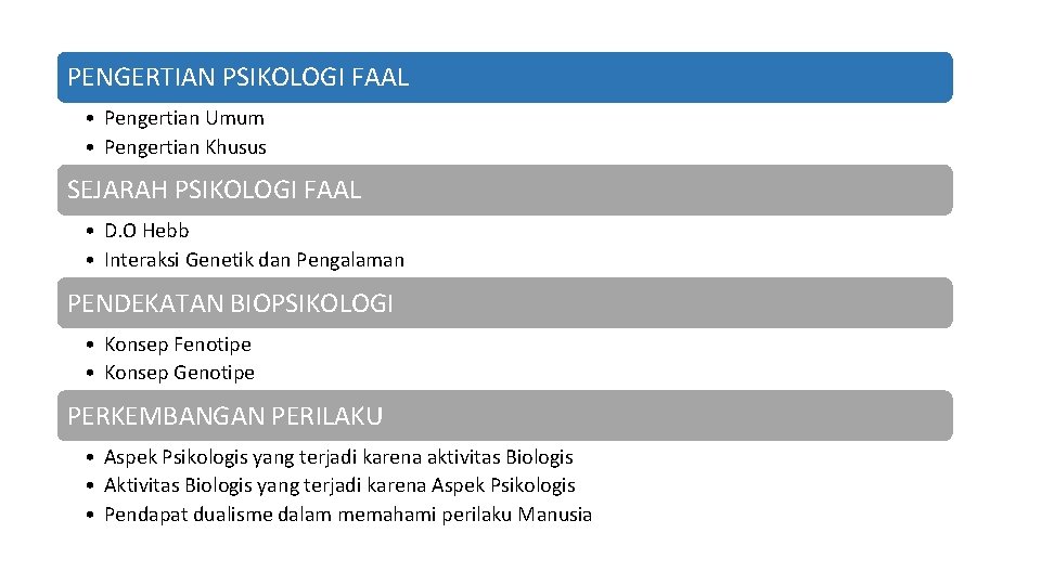 PENGERTIAN PSIKOLOGI FAAL • Pengertian Umum • Pengertian Khusus SEJARAH PSIKOLOGI FAAL • D.