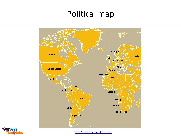 Political map Norway Canada UK France United States Russia Germany Spain Morocco Mexico Italy