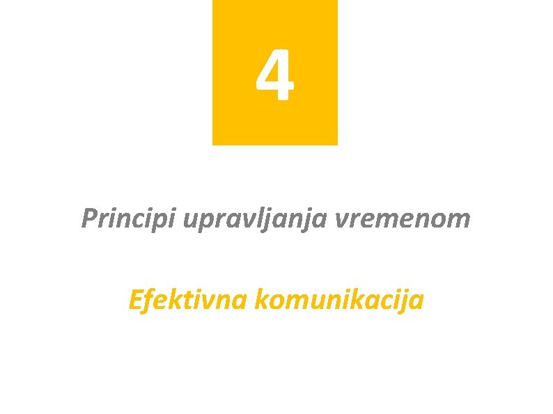 4 Principi upravljanja vremenom Efektivna komunikacija 