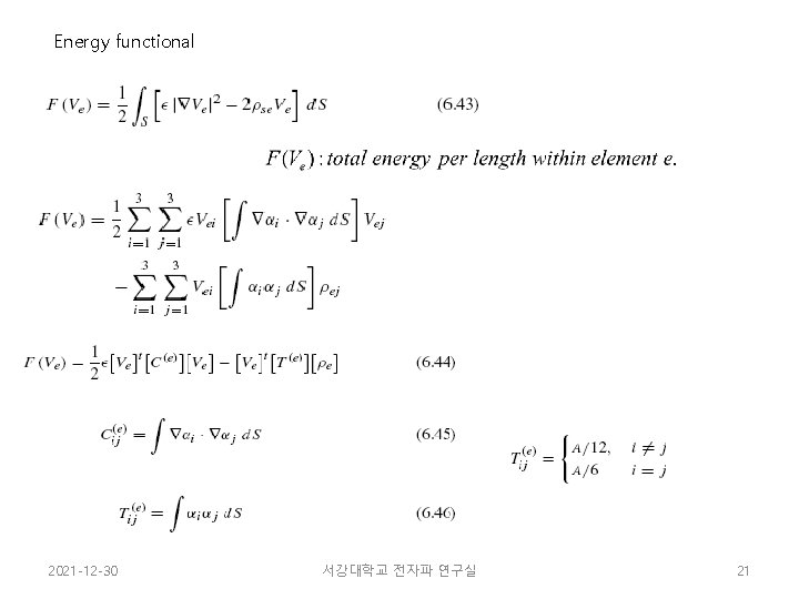 Energy functional 2021 -12 -30 서강대학교 전자파 연구실 21 