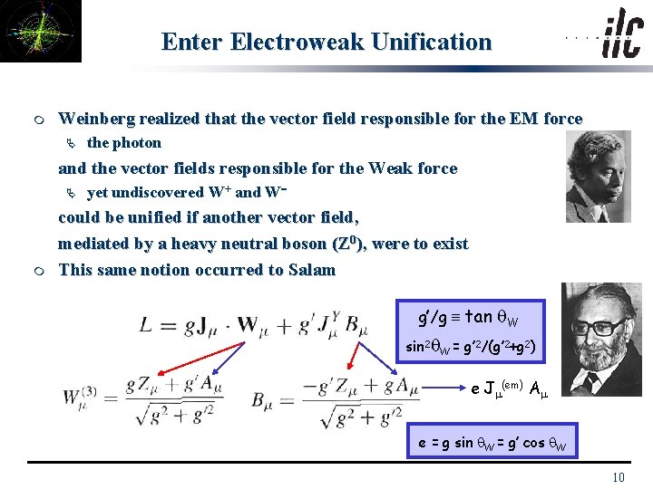 Enter Electroweak Unification m Weinberg realized that the vector field responsible for the EM
