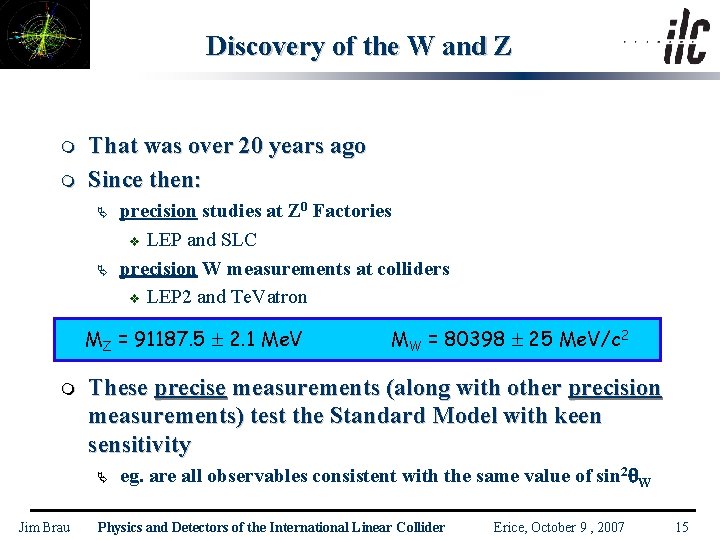 Discovery of the W and Z m m That was over 20 years ago