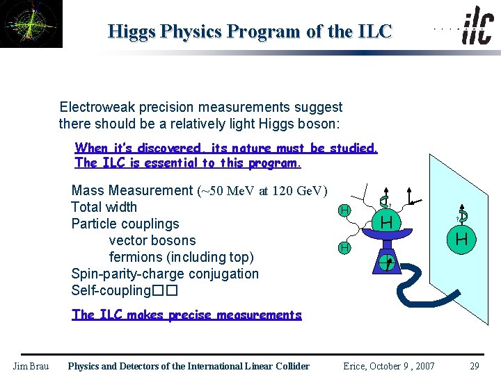 Higgs Physics Program of the ILC Electroweak precision measurements suggest there should be a