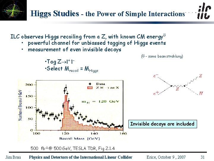 Higgs Studies - the Power of Simple Interactions ILC observes Higgs recoiling from a