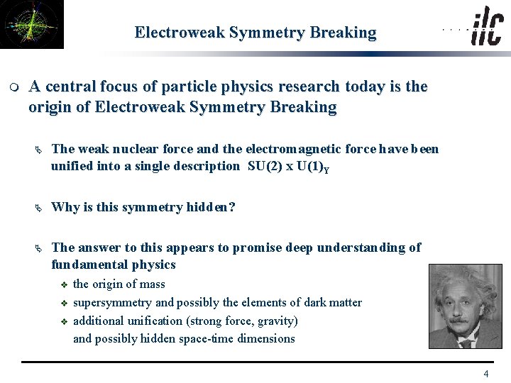 Electroweak Symmetry Breaking m A central focus of particle physics research today is the