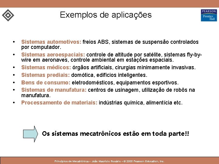 Exemplos de aplicações • • Sistemas automotivos: freios ABS, sistemas de suspensão controlados por Exemplos de aplicações • • Sistemas automotivos: freios ABS, sistemas de suspensão controlados por
