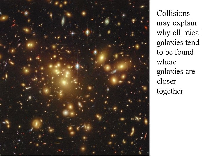 Collisions may explain why elliptical galaxies tend to be found where galaxies are closer