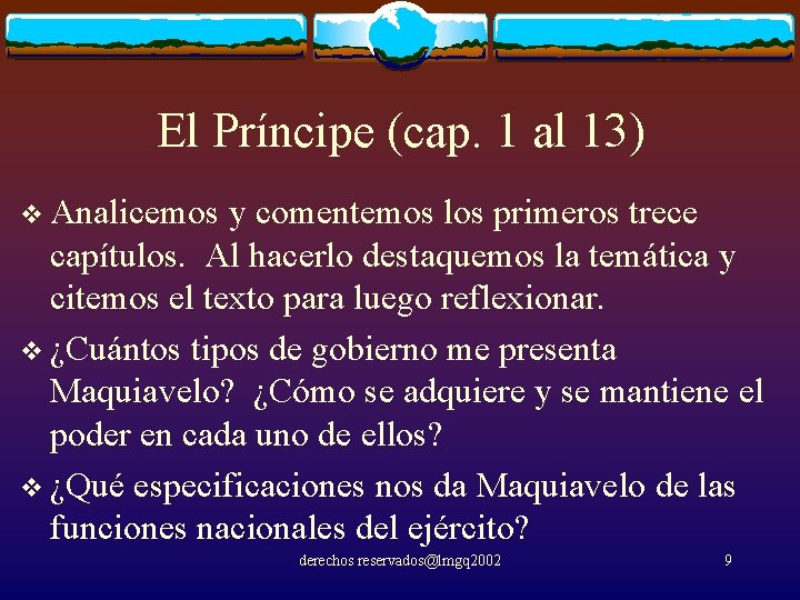 El Príncipe (cap. 1 al 13) v Analicemos y comentemos los primeros trece capítulos.
