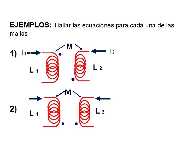 EJEMPLOS: Hallar las ecuaciones para cada una de las mallas M 1) i 1