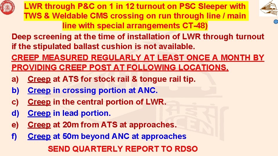 LWR through P&C on 1 in 12 turnout on PSC Sleeper with TWS &