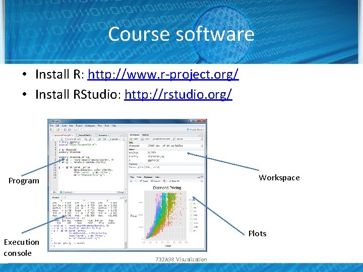 Course software • Install R: http: //www. r-project. org/ • Install RStudio: http: //rstudio.