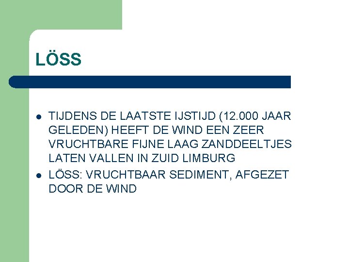 LÖSS l l TIJDENS DE LAATSTE IJSTIJD (12. 000 JAAR GELEDEN) HEEFT DE WIND