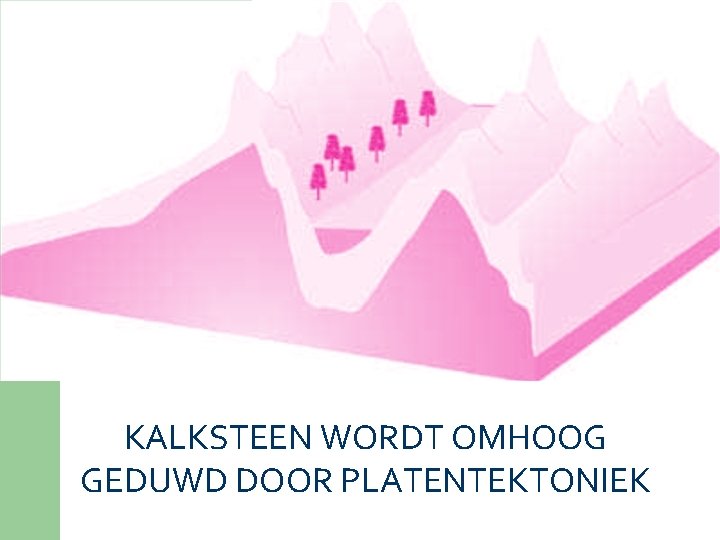 KALKSTEEN WORDT OMHOOG GEDUWD DOOR PLATENTEKTONIEK 