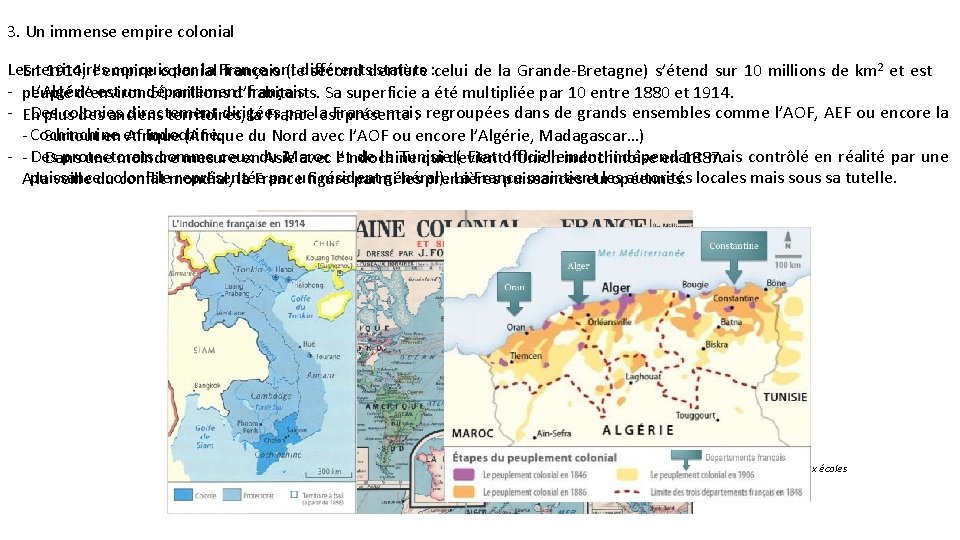 3. Un immense empire colonial Les. Enterritoires conquis par la France statuts : celui