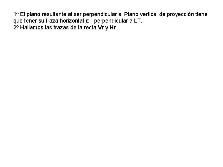 1º El plano resultante al ser perpendicular al Plano vertical de proyección tiene que