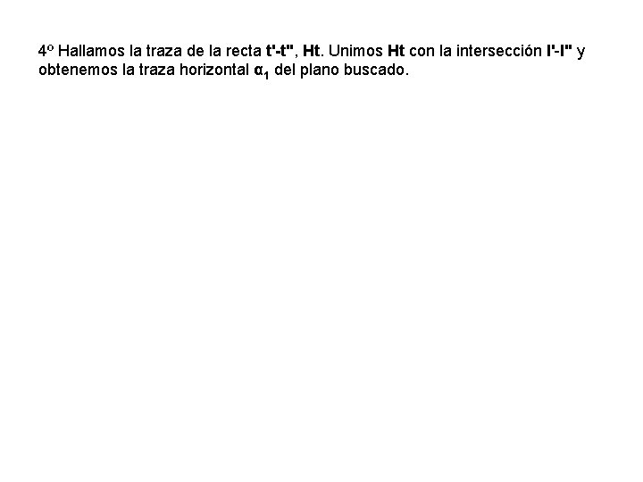 4º Hallamos la traza de la recta t'-t'', Ht. Unimos Ht con la intersección