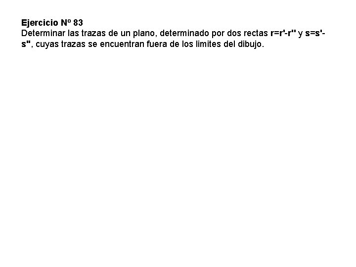 Ejercicio Nº 83 Determinar las trazas de un plano, determinado por dos rectas r=r'-r''