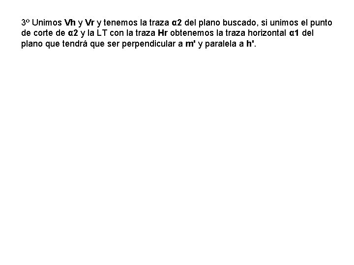 3º Unimos Vh y Vr y tenemos la traza α 2 del plano buscado,