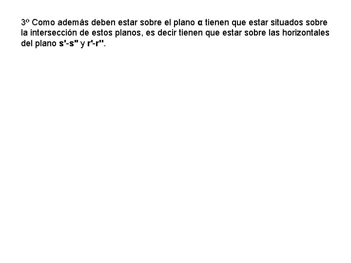 3º Como además deben estar sobre el plano α tienen que estar situados sobre