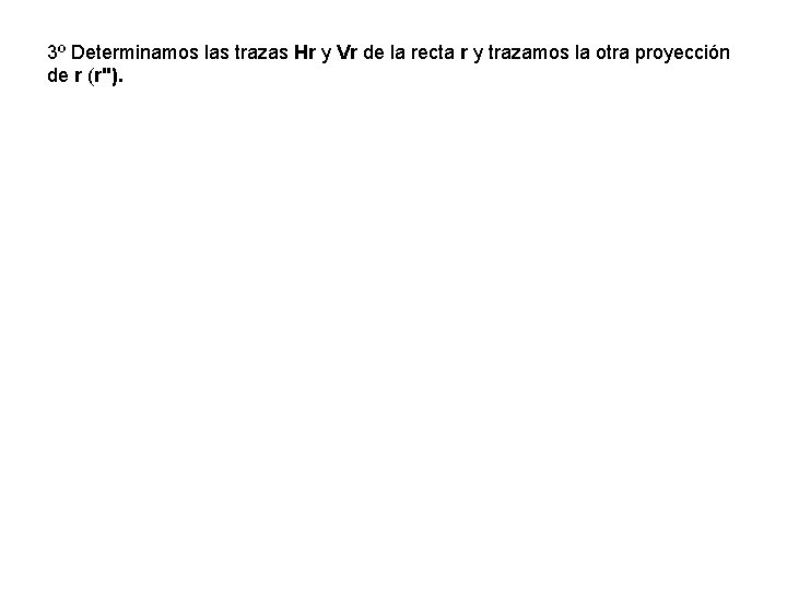 3º Determinamos las trazas Hr y Vr de la recta r y trazamos la