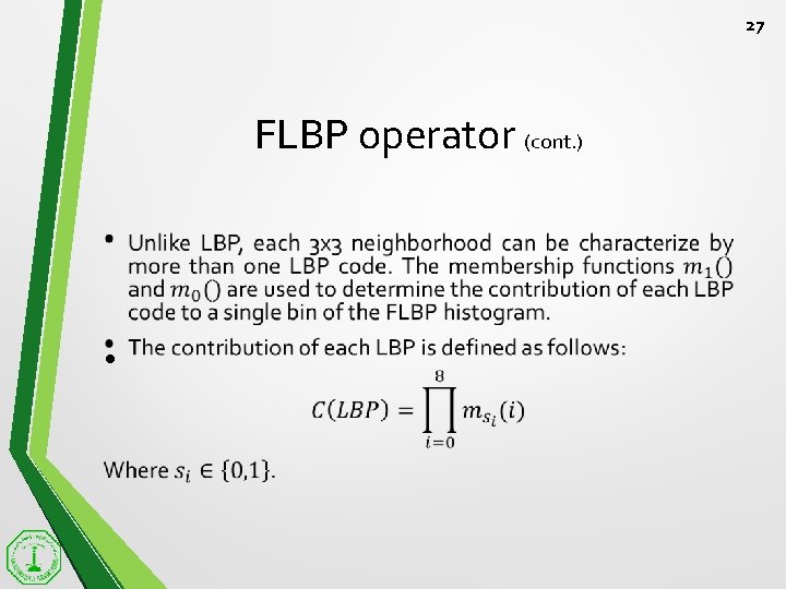 27 FLBP operator (cont. ) • 