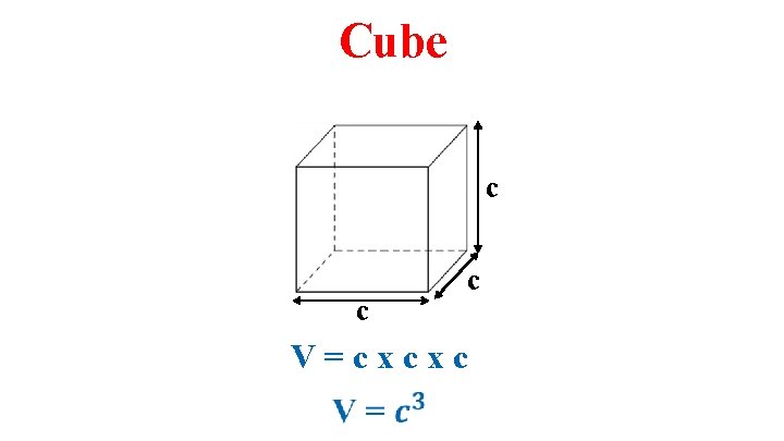 Cube c c c V=cxcxc 