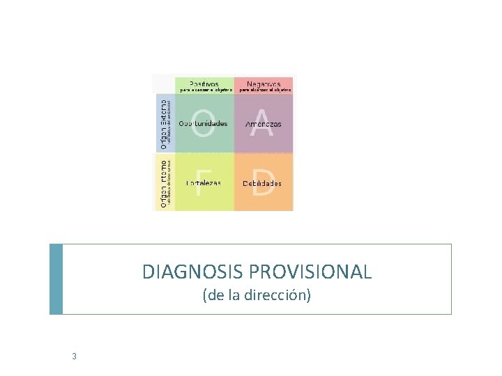 DIAGNOSIS PROVISIONAL (de la dirección) 3 