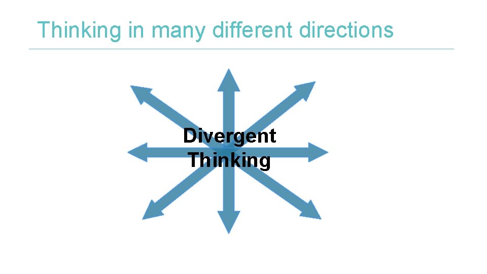 Thinking in many different directions Divergent Thinking 