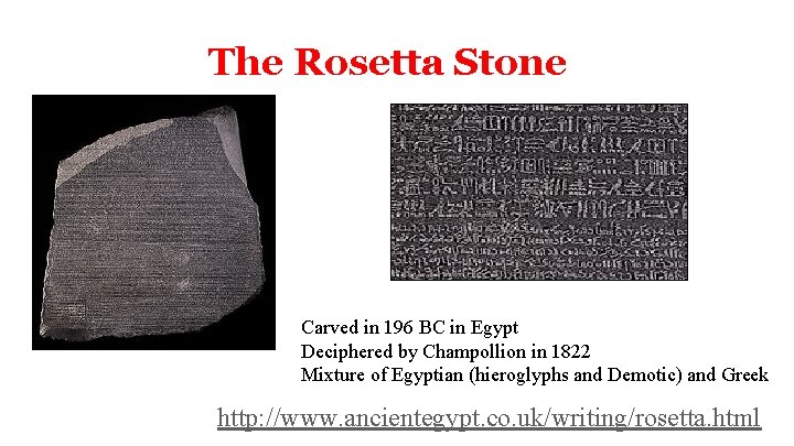 The Rosetta Stone Carved in 196 BC in Egypt Deciphered by Champollion in 1822