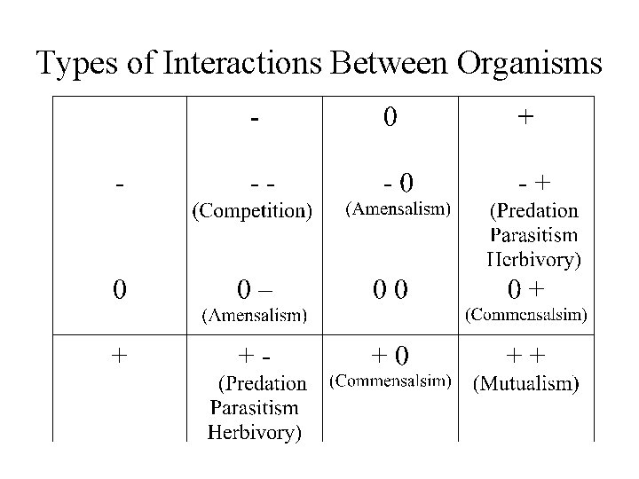 Types of Interactions Between Organisms 
