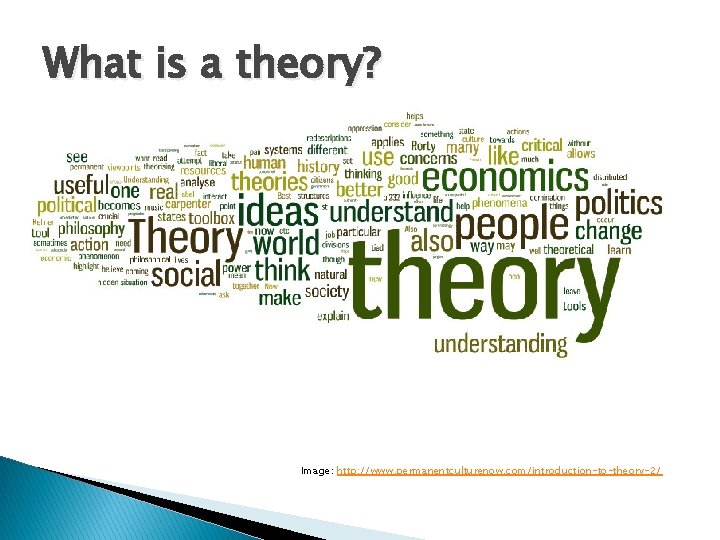 What is a theory? Image: http: //www. permanentculturenow. com/introduction-to-theory-2/ 