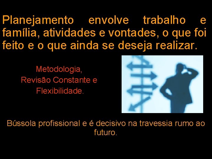 Planejamento envolve trabalho e família, atividades e vontades, o que foi feito e o