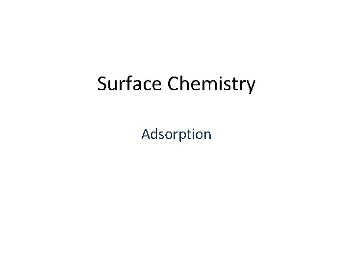 Surface Chemistry Adsorption 