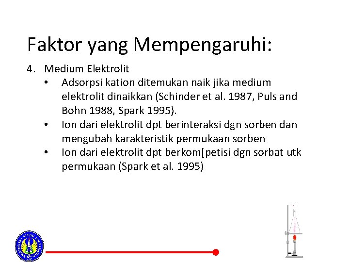 Faktor yang Mempengaruhi: 4. Medium Elektrolit • Adsorpsi kation ditemukan naik jika medium elektrolit