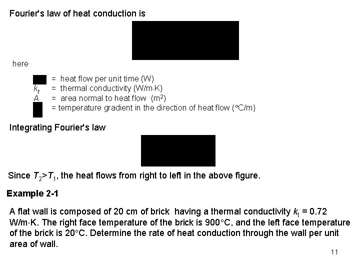 Fourier's law of heat conduction is here kt A = heat flow per unit