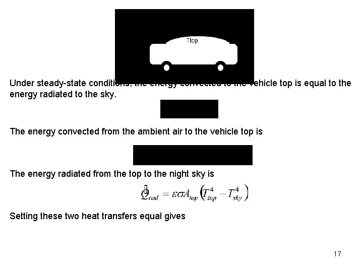 Under steady-state conditions, the energy convected to the vehicle top is equal to the