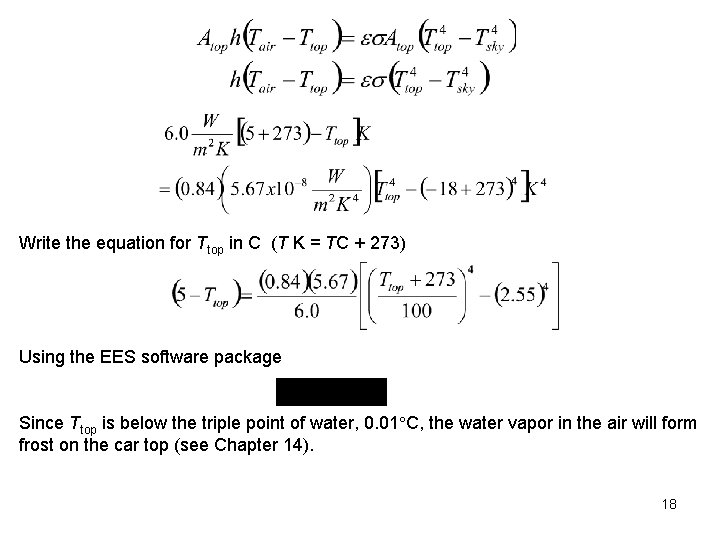 Write the equation for Ttop in C (T K = TC + 273) Using