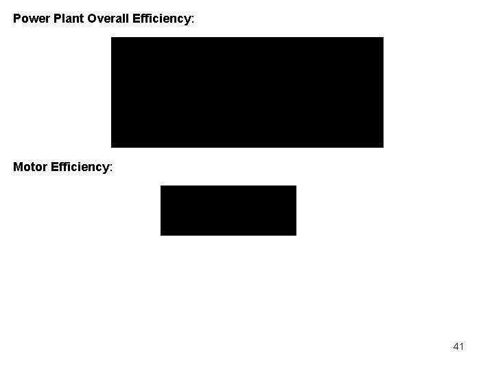 Power Plant Overall Efficiency: Motor Efficiency: 41 