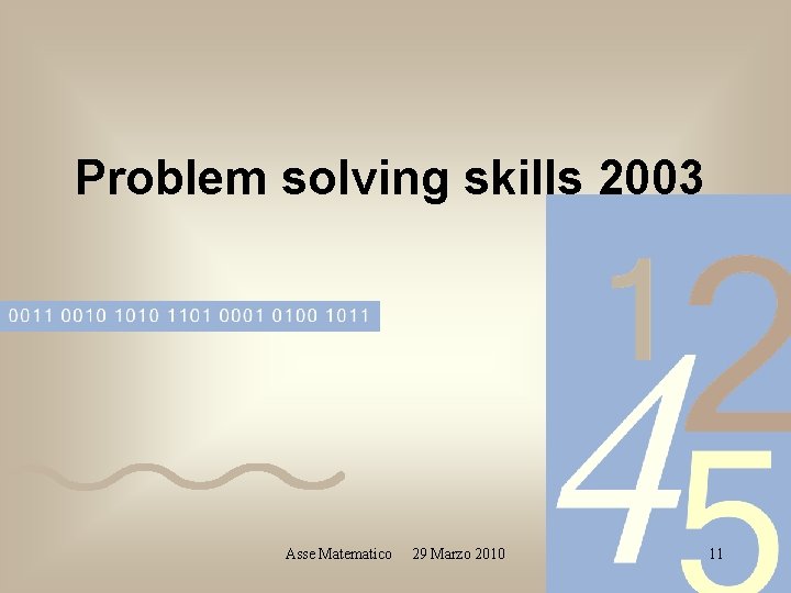 Problem solving skills 2003 Asse Matematico 29 Marzo 2010 11 