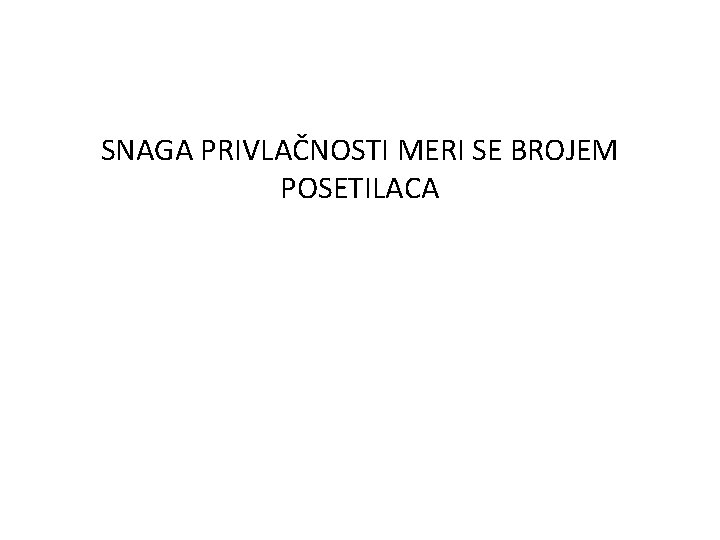 SNAGA PRIVLAČNOSTI MERI SE BROJEM POSETILACA 