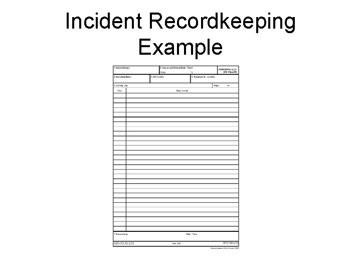 Incident Recordkeeping Example 